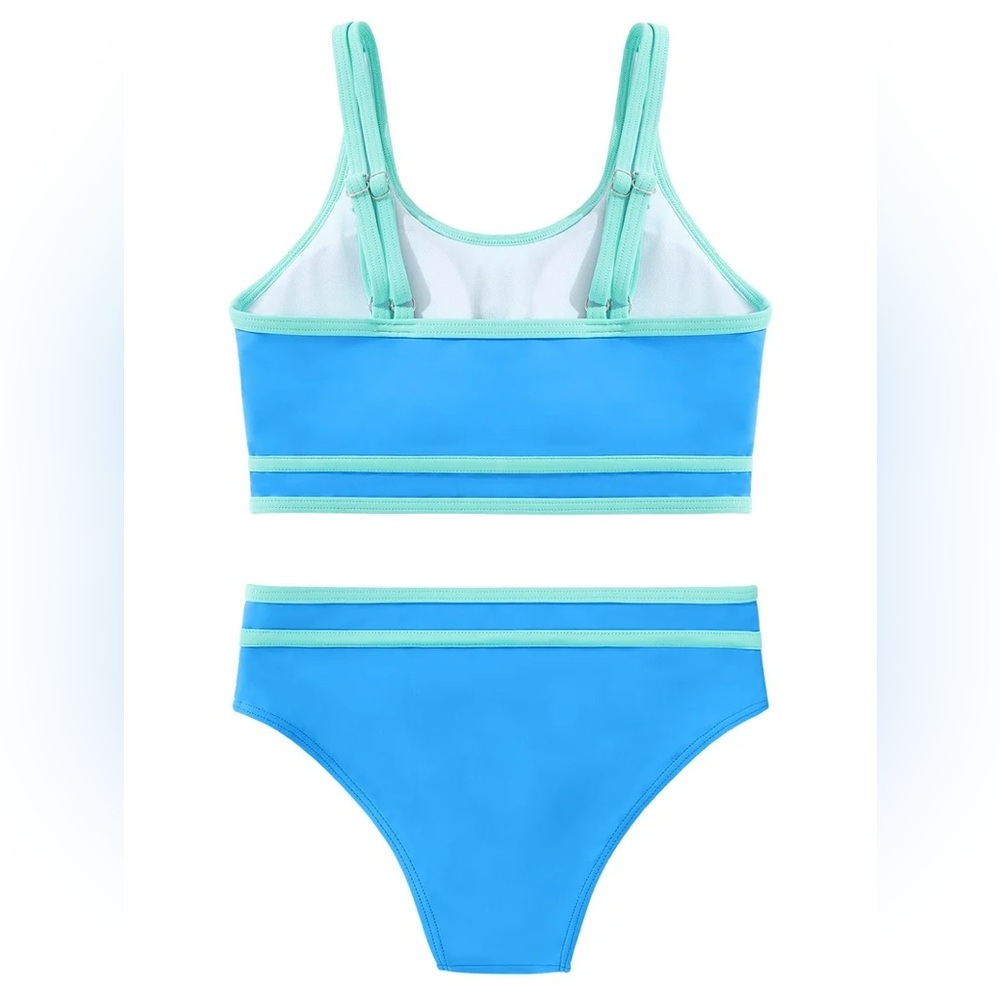Kids Swim Set in Blue and Teal with Cover Up - Picture 4 of 10